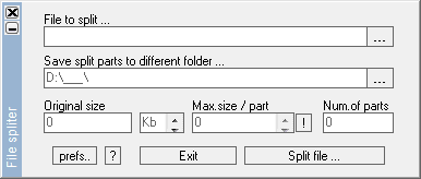 Split files to a number of smaller parts.